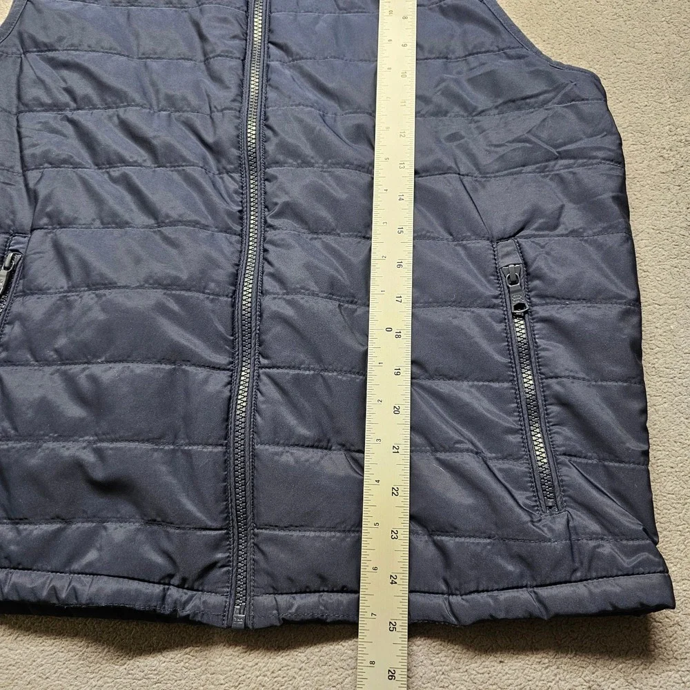 Banana Republic Puffer Vest Mens M Navy Blue Full Zip Quilted Mock Neck 4668